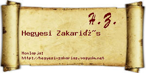 Hegyesi Zakariás névjegykártya